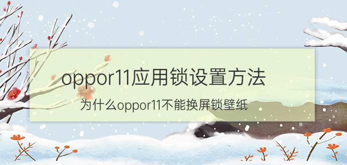 oppor11应用锁设置方法 为什么oppor11不能换屏锁壁纸？